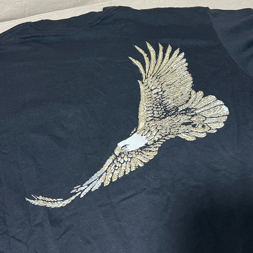 Vintage 90s Winston Eagle Black T-Shirt American Born USA XL Single Stitch